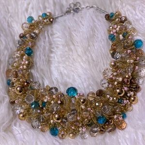 ALDO Arvan statement bib necklace, gold blue pink